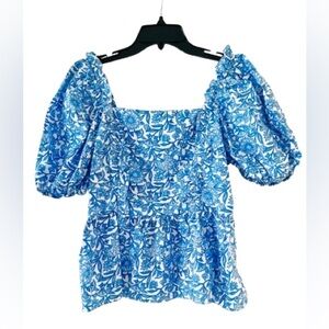 NWT CeCe French Blue and White Peplum Top
100% Cotton
Size Medium